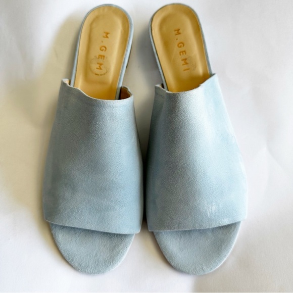 M. Gemi Womens Nuvola Pale Powder Blue Suede Mules Sandals Slip On Slides 39.5 9 - Picture 2 of 10